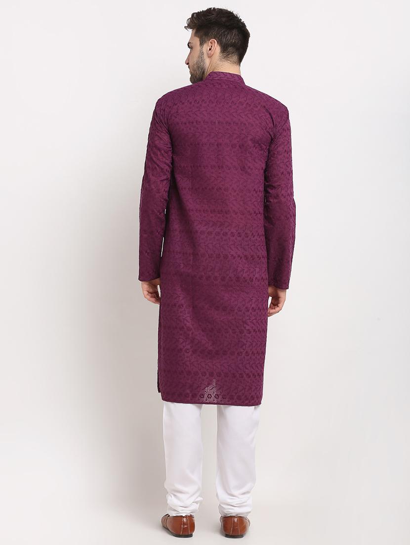 men mandarin neck kurta pyjama ethnic wear set - 21954368 - Standard Image - 2
