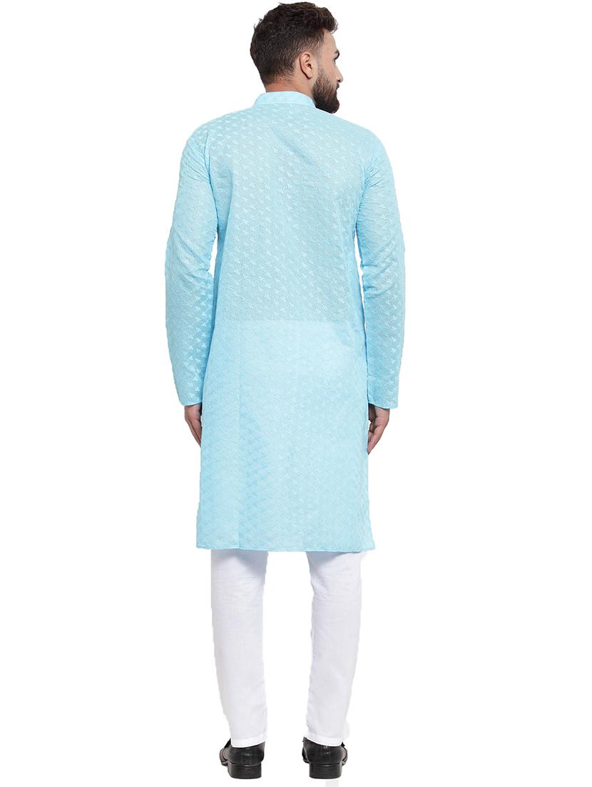 men mandarin neck kurta pyjama ethnic wear set - 21954369 - Standard Image - 2