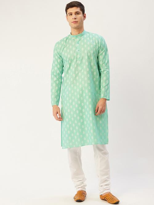 men mandarin neck kurta pyjama ethnic wear set - 21954370 - Standard Image - 0