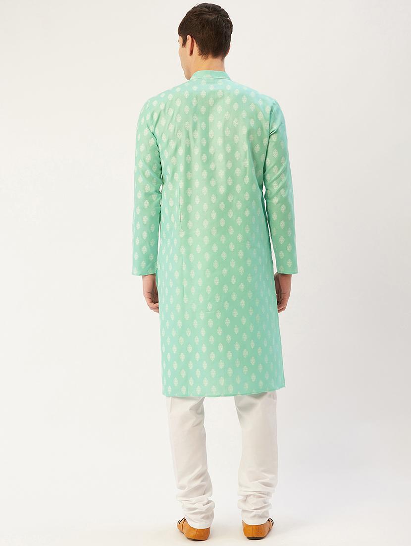men mandarin neck kurta pyjama ethnic wear set - 21954370 - Standard Image - 2