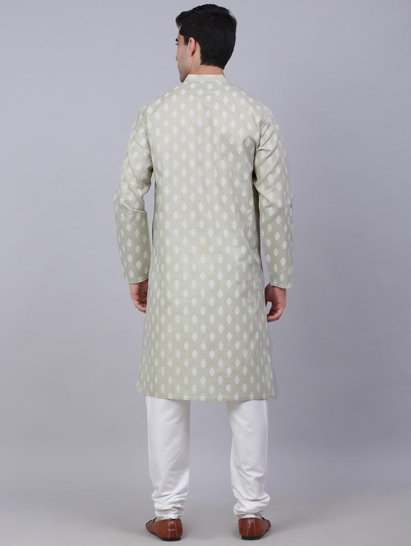 men mandarin neck kurta pyjama ethnic wear set - 21954376 - Standard Image - 2