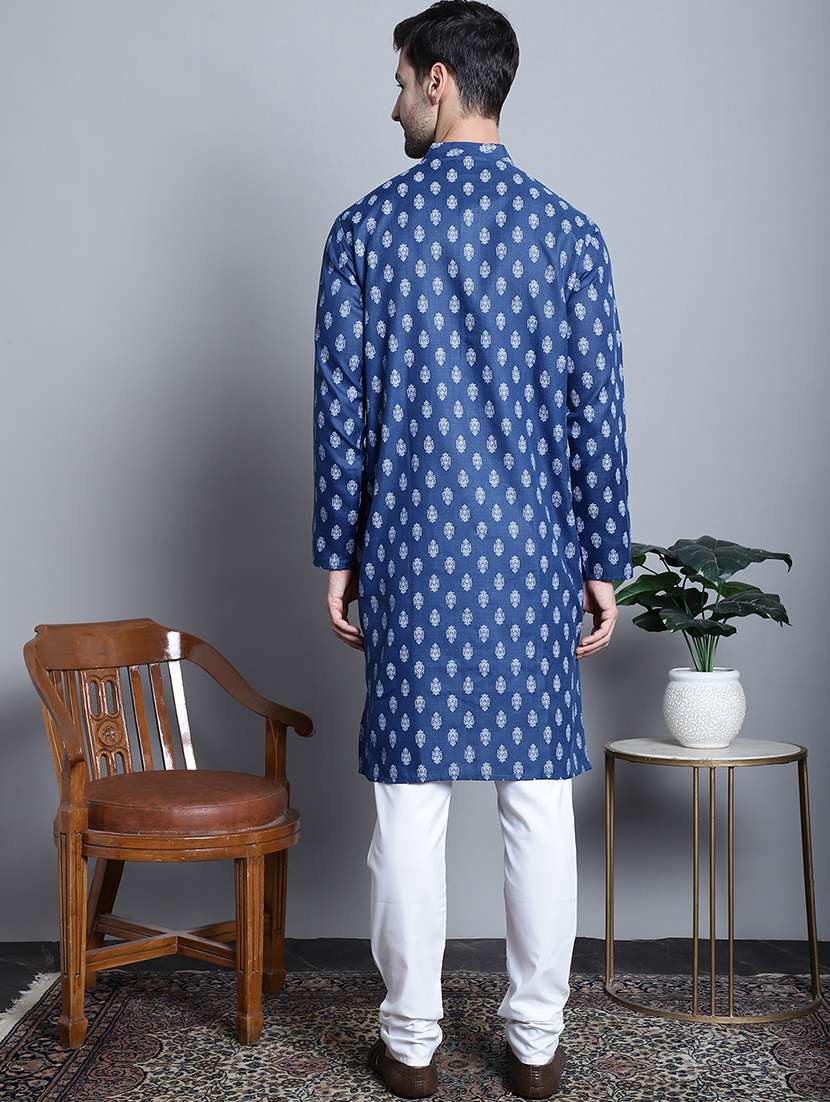 men mandarin neck kurta pyjama ethnic wear set - 21954379 -  Standard Image - 2