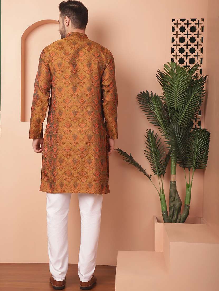 men mandarin neck kurta pyjama ethnic wear set - 21954386 - Standard Image - 2