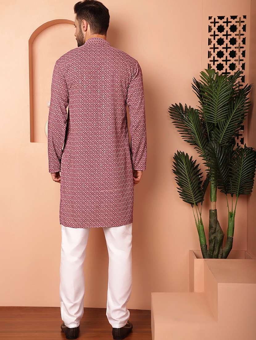 men mandarin neck kurta pyjama ethnic wear set - 21954389 -  Standard Image - 2