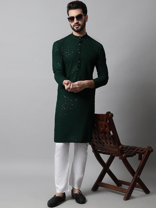 men mandarin neck kurta pyjama ethnic wear set - 21954396 -  Standard Image - 0