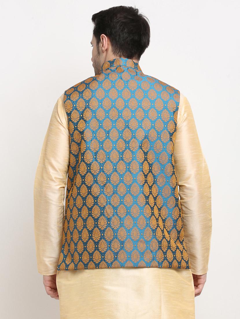men mandarin neck regular fit nehru jacket - 21954400 - Standard Image - 2