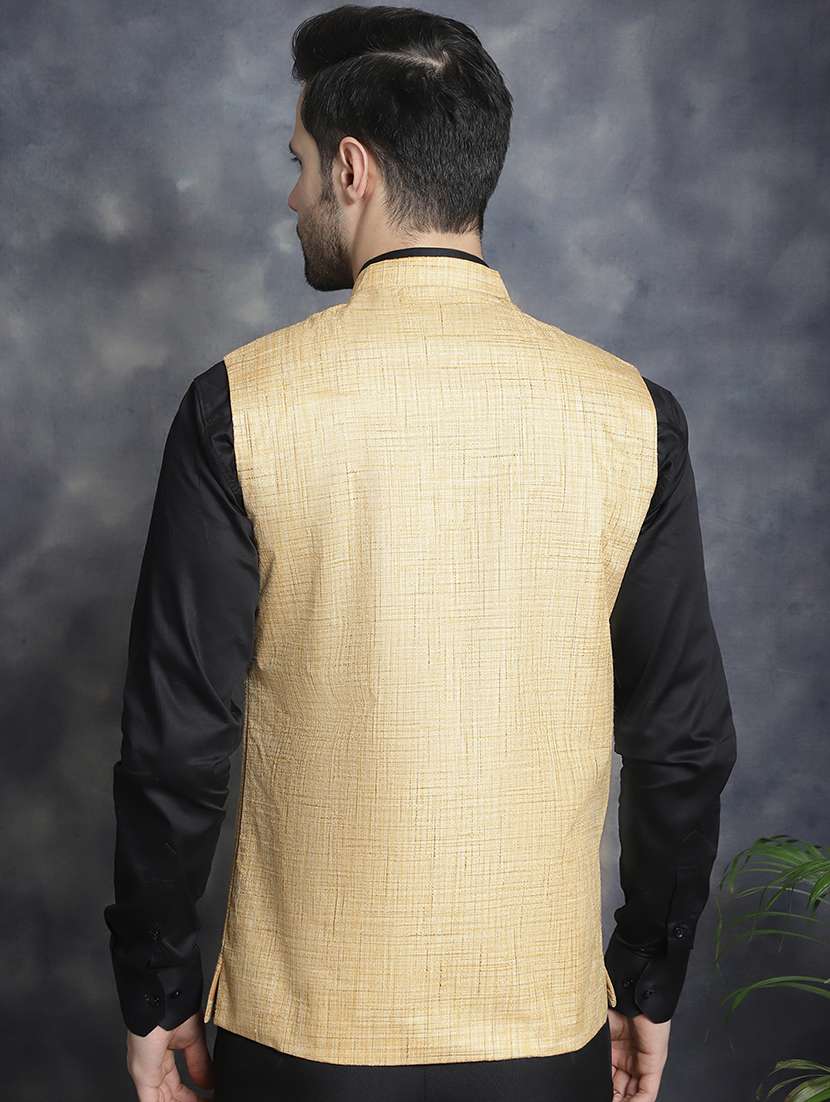 men mandarin neck regular fit nehru jacket - 21954409 -  Standard Image - 2