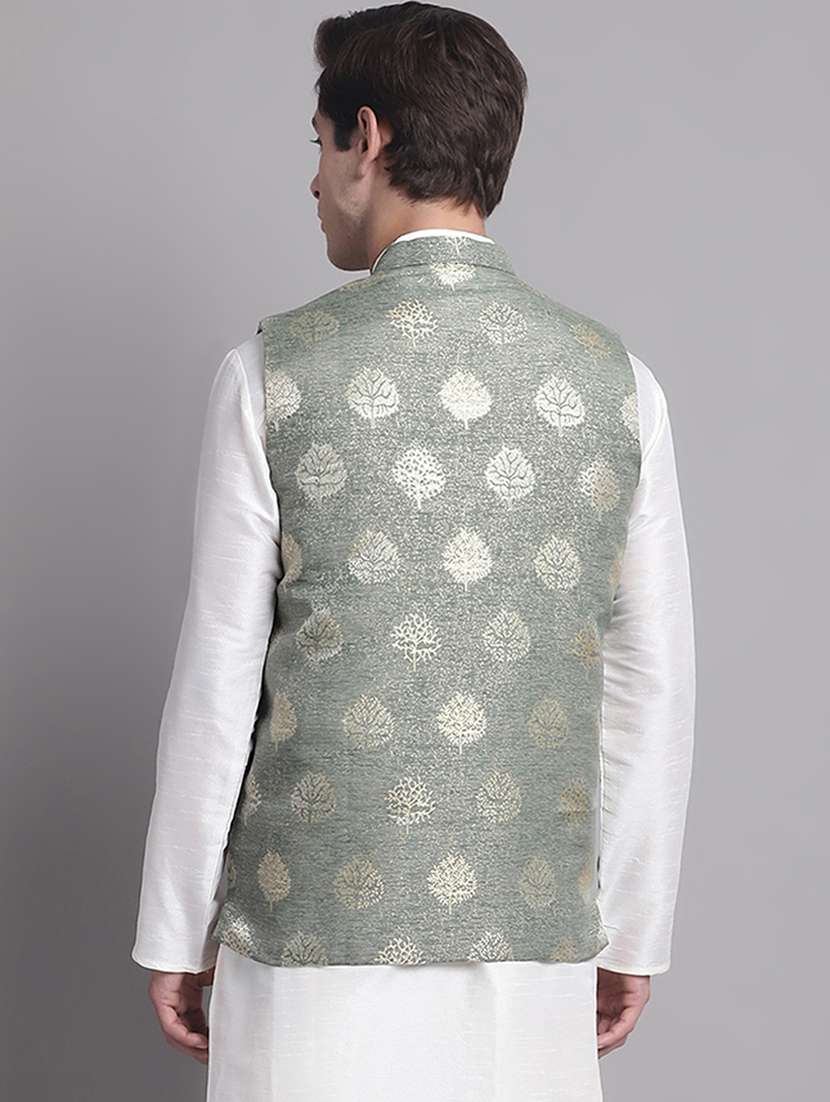 men mandarin neck regular fit nehru jacket - 21954414 -  Standard Image - 2