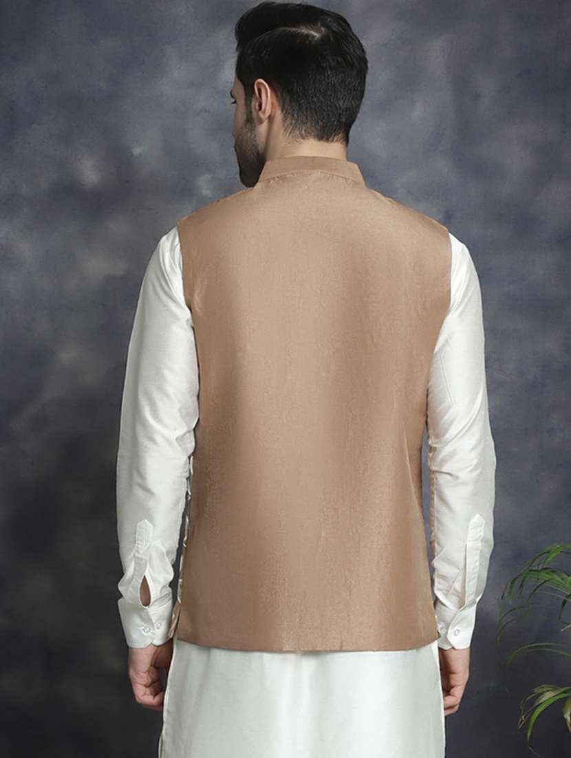 men mandarin neck regular fit nehru jacket - 21954424 -  Standard Image - 2