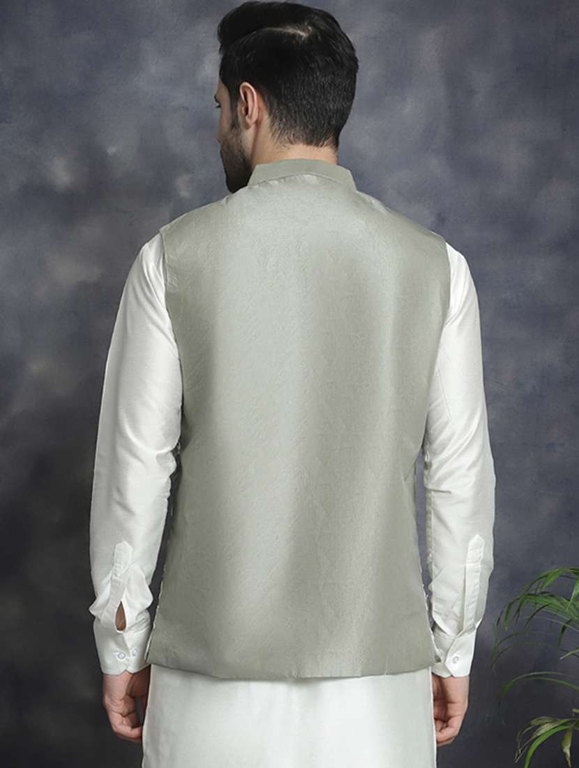 men mandarin neck regular fit nehru jacket - 21954425 -  Standard Image - 2