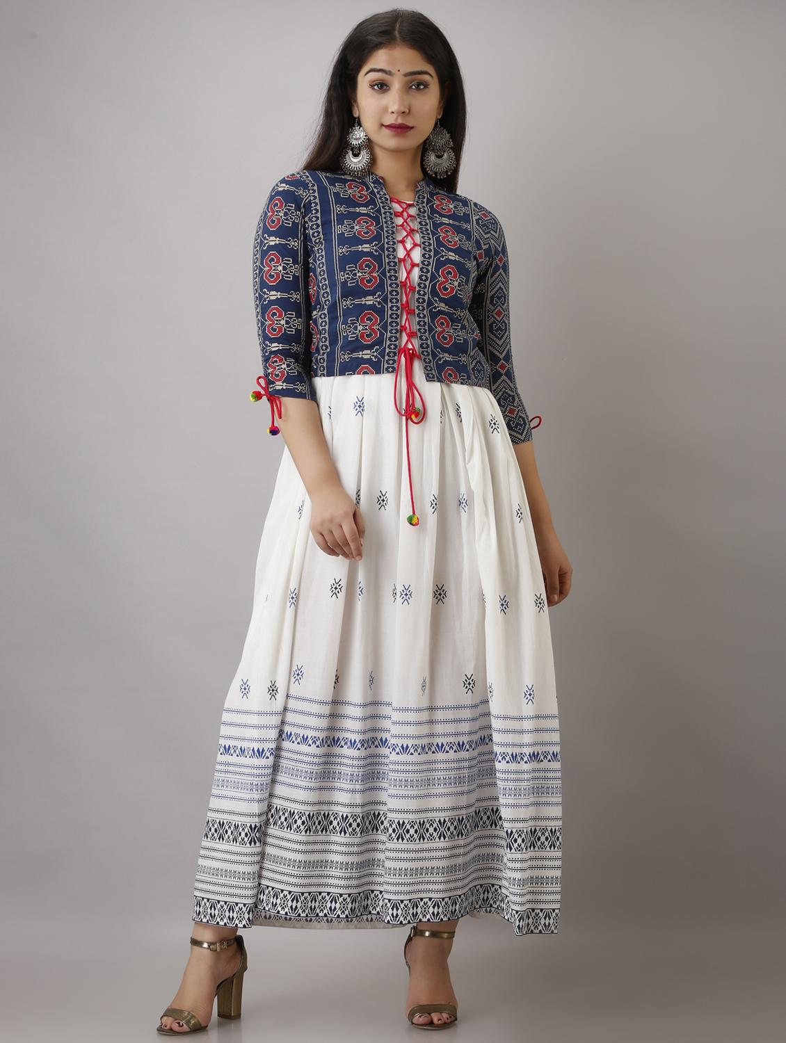women three quarter sleeve kurta with jacket ethnic dress - 21954463 - Standard Image - 2