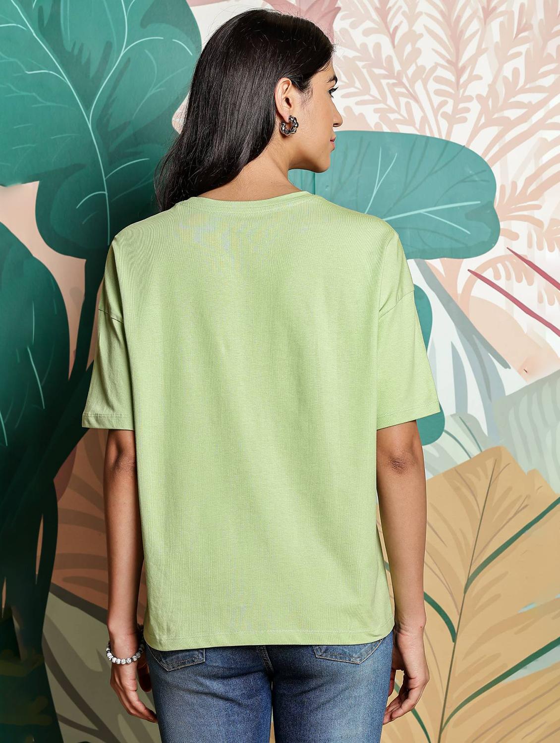 women printed short sleeve loose fit t-shirt - 21954482 - Standard Image - 2