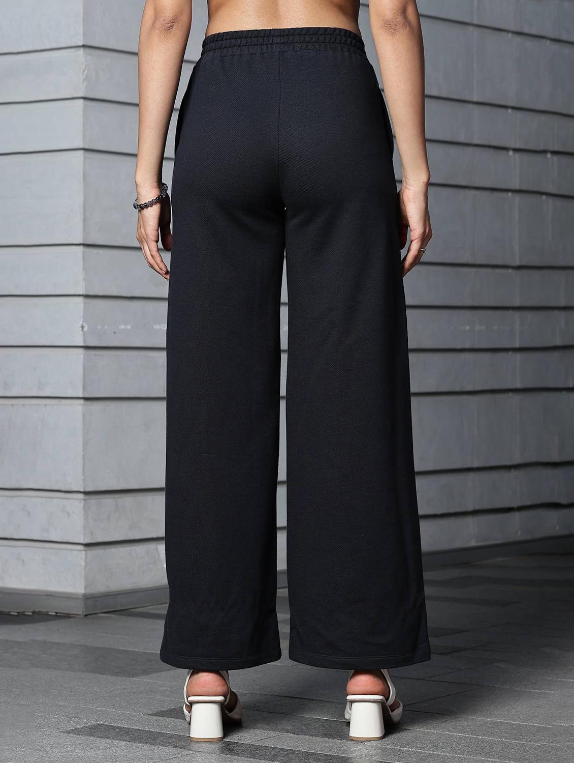 women solid high rise wide leg trouser - 21954493 - Standard Image - 2