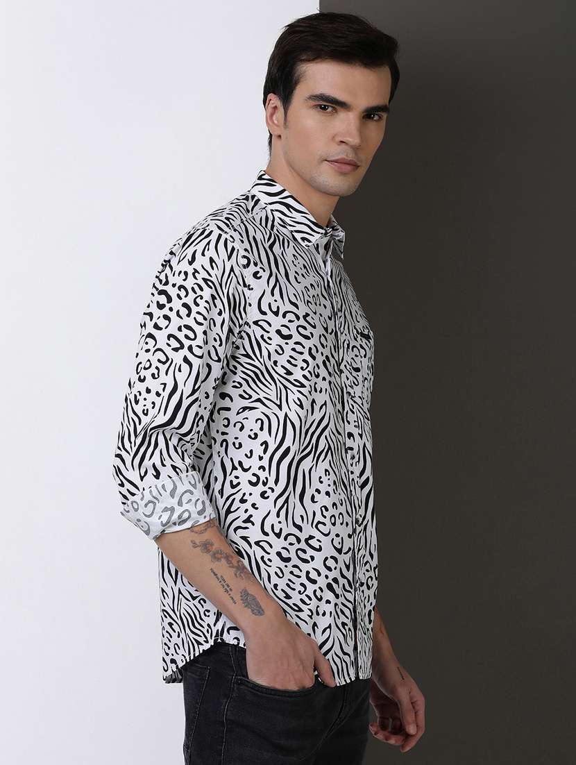 men printed long sleeve regular fit casual shirt - 21954502 - Standard Image - 2