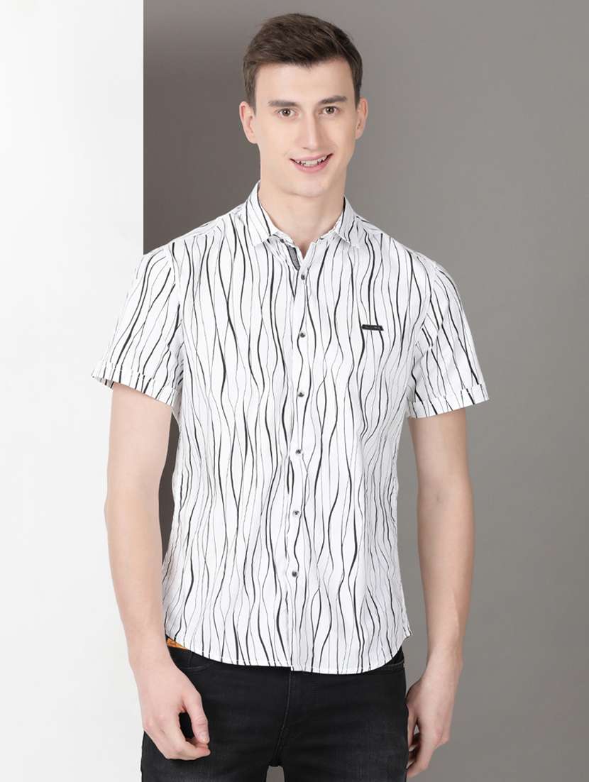 men printed short sleeve regular fit casual shirt