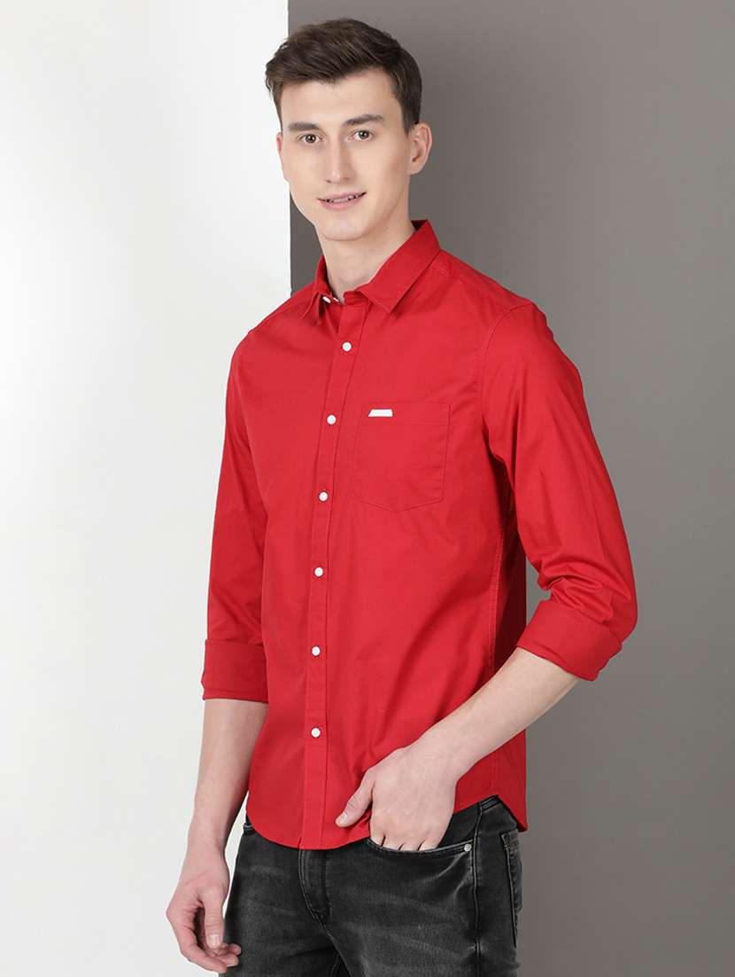 men solid long sleeve regular fit casual shirt