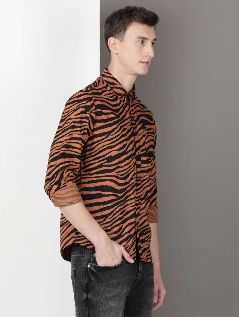 men printed long sleeve regular fit casual shirt - 21954512 -  Standard Image - 2
