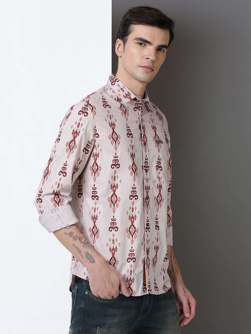 men printed long sleeve regular fit casual shirt - 21954514 -  Standard Image - 2