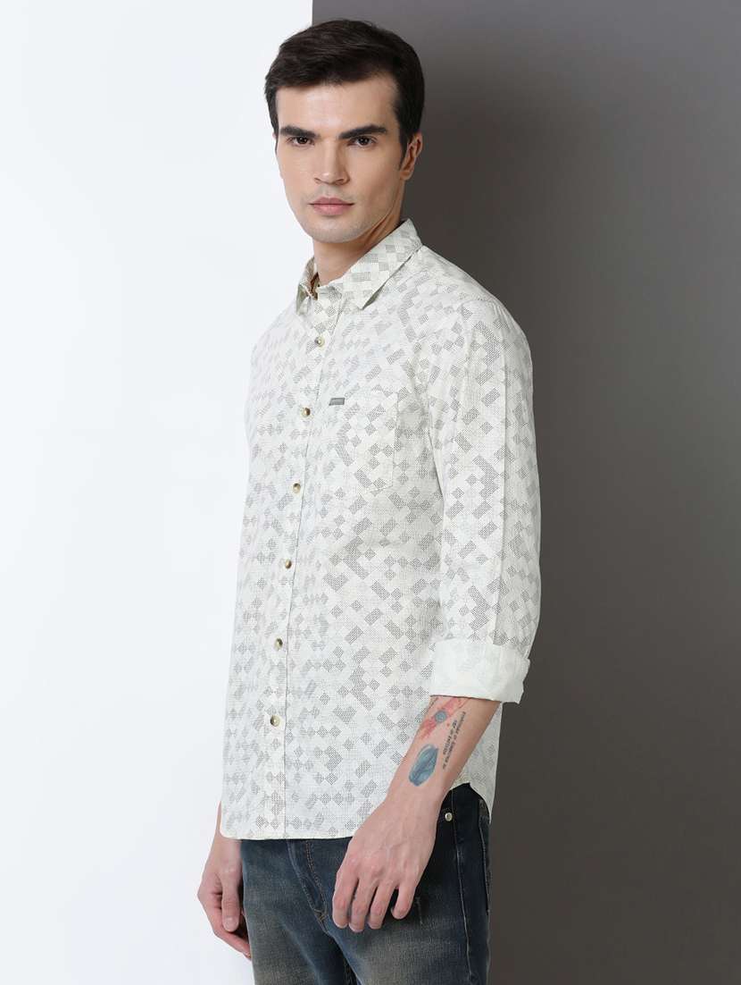 men printed long sleeve regular fit casual shirt - 21954518 -  Standard Image - 2