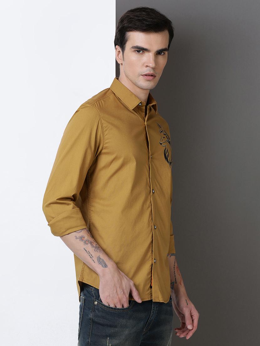 men placement print long sleeve regular fit casual shirt - 21954528 - Standard Image - 2
