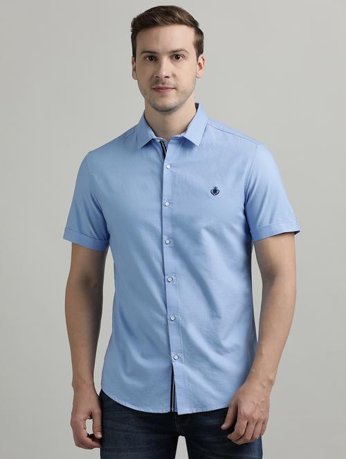 men solid short sleeve regular fit casual shirt - 21954533 - Standard Image - 0