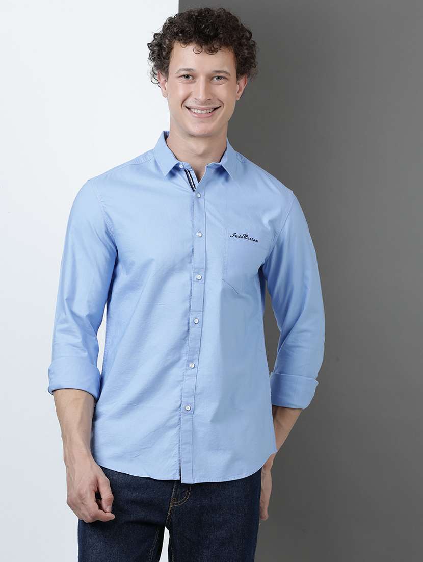 men solid long sleeve regular fit casual shirt