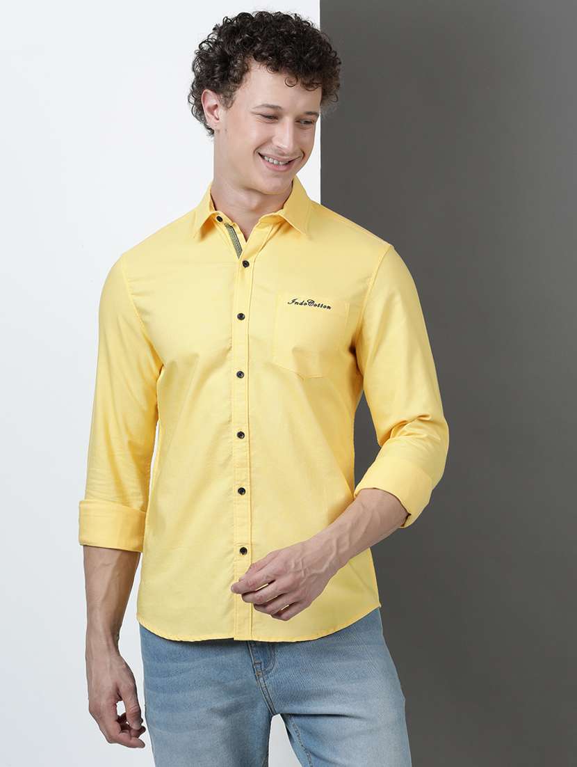 men solid long sleeve regular fit casual shirt - 21954535 - Zoom Image - 0
