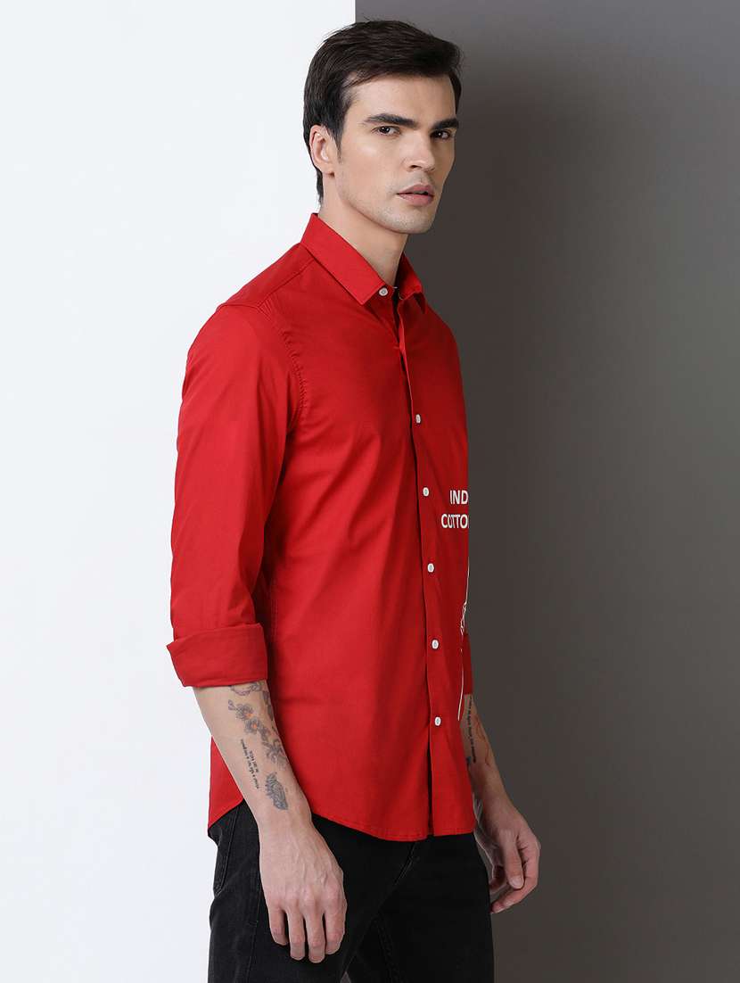 men placement print long sleeve regular fit casual shirt - 21954542 -  Standard Image - 2