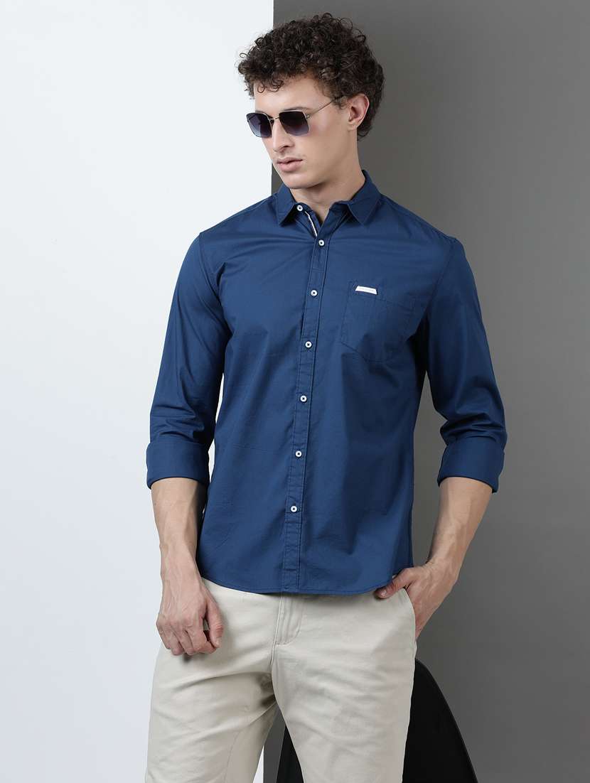 men solid long sleeve regular fit casual shirt