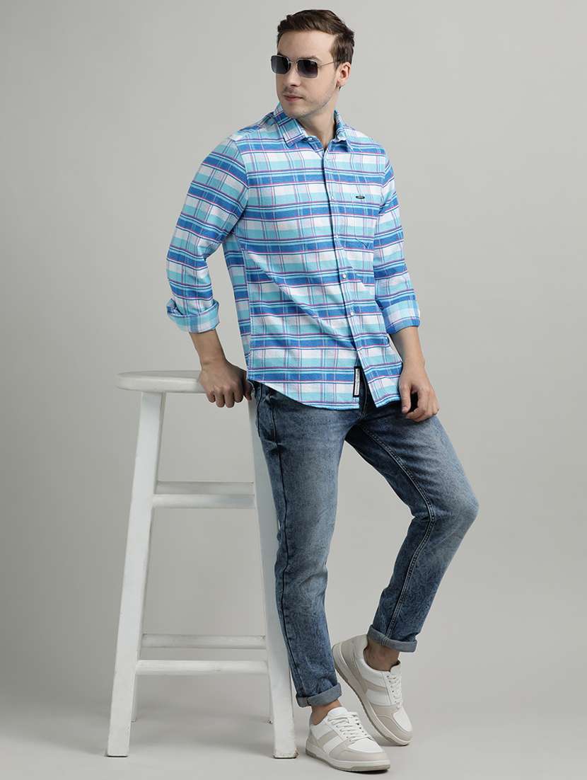men checkered long sleeve regular fit casual shirt