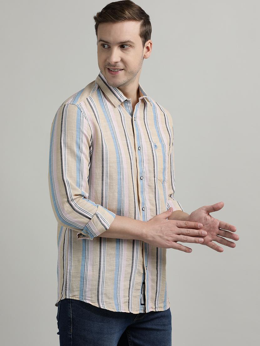 men striped long sleeve regular fit casual shirt - 21954572 - Standard Image - 2