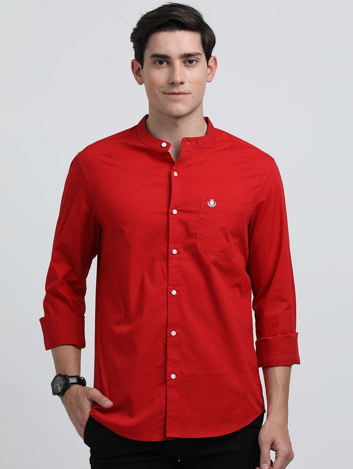 men solid long sleeve regular fit casual shirt