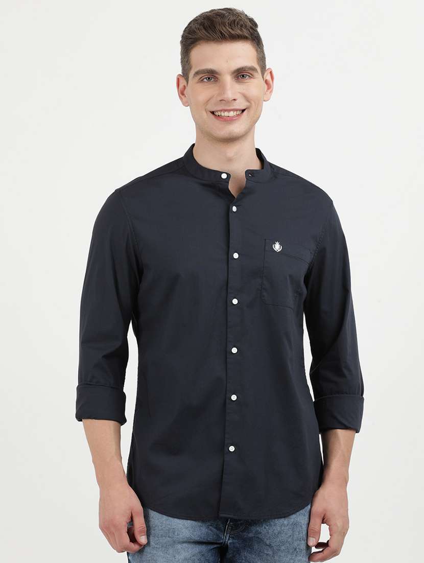 men solid long sleeve regular fit casual shirt