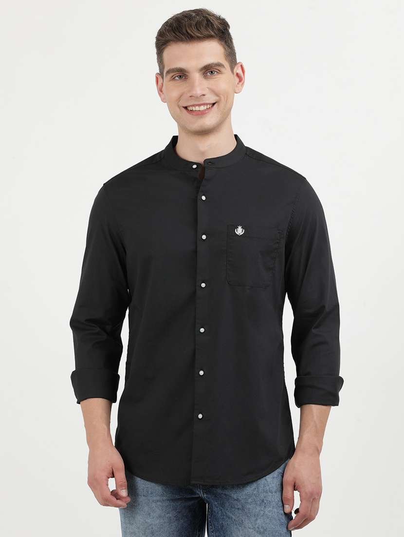 men solid long sleeve regular fit casual shirt