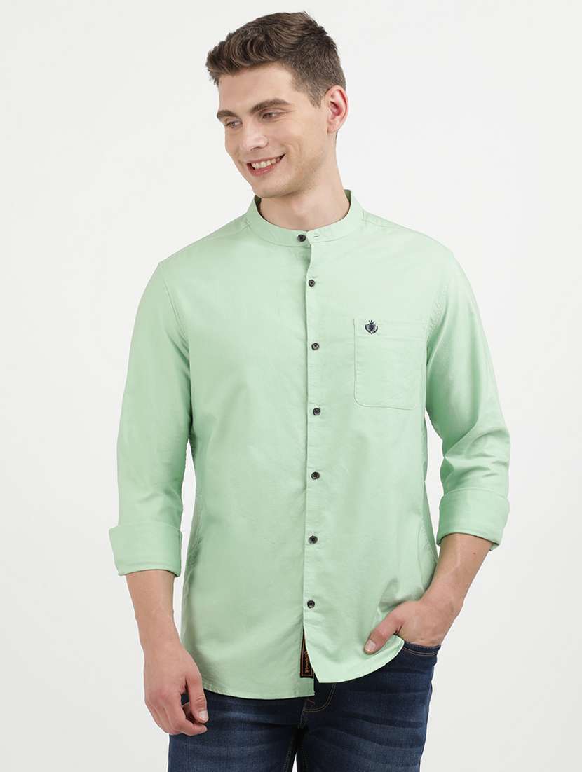 men solid long sleeve regular fit casual shirt