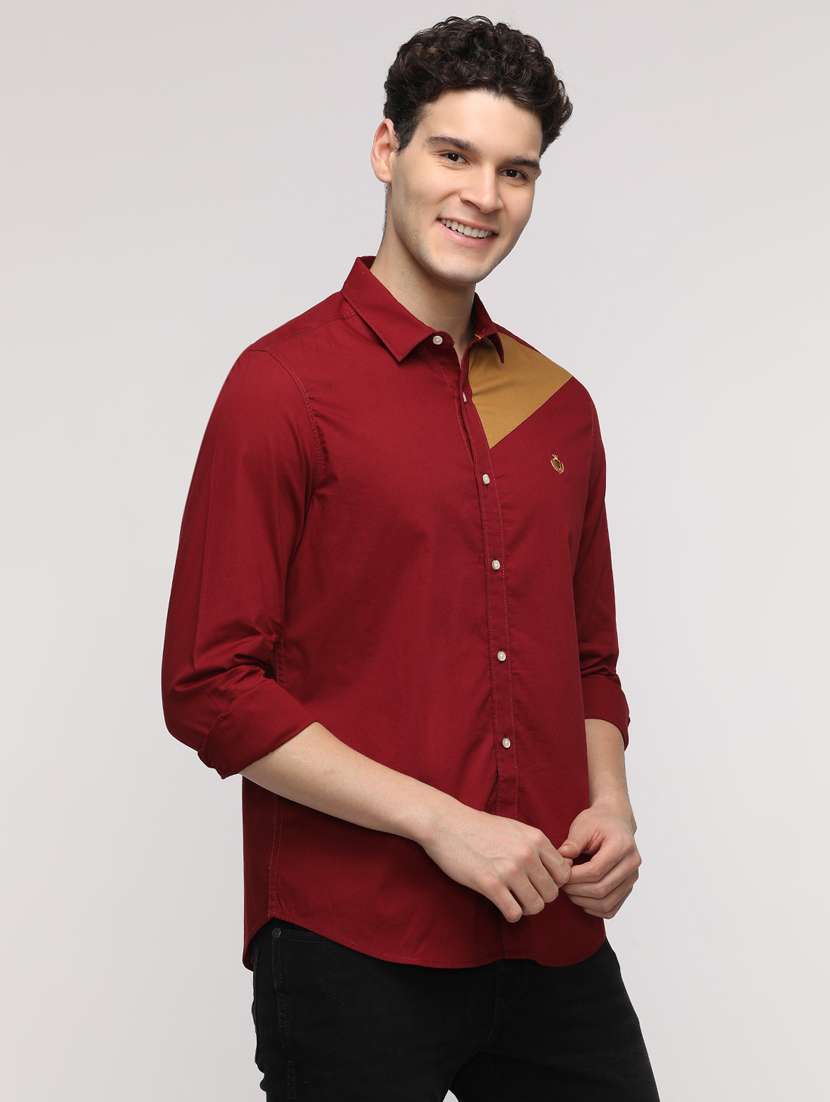men color block long sleeve regular fit casual shirt - 21954592 -  Standard Image - 2