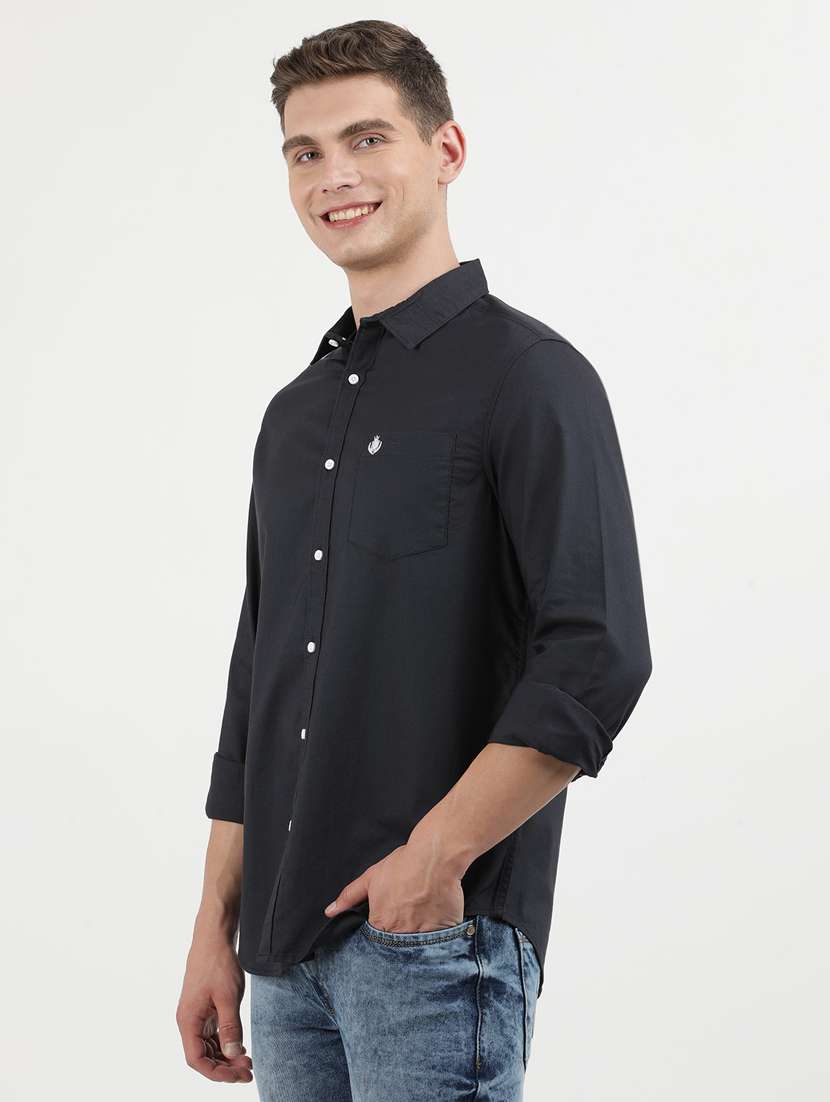 men solid long sleeve regular fit casual shirt