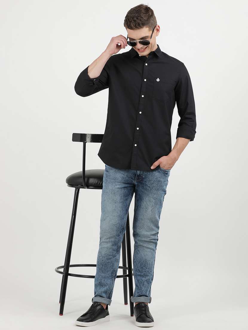 men solid long sleeve regular fit casual shirt