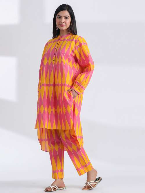 women printed long sleeve ethnic co ord set