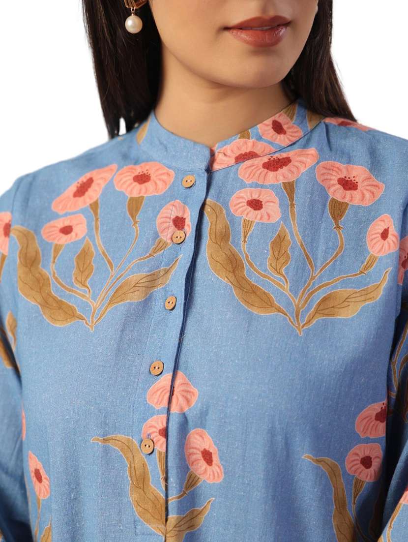 women printed long sleeve ethnic co ord set - 21954625 - Standard Image - 7