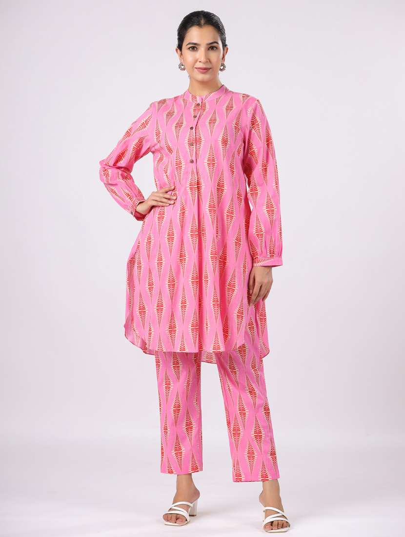 women printed long sleeve ethnic co ord set