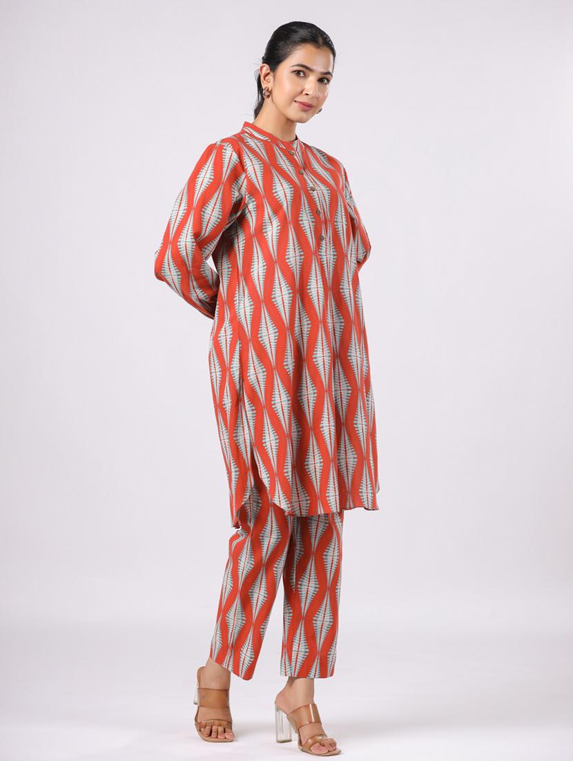 women printed long sleeve ethnic co ord set - 21954633 - Standard Image - 2