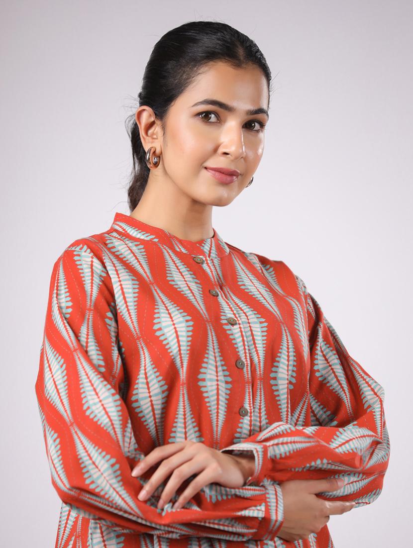 women printed long sleeve ethnic co ord set - 21954633 - Standard Image - 7