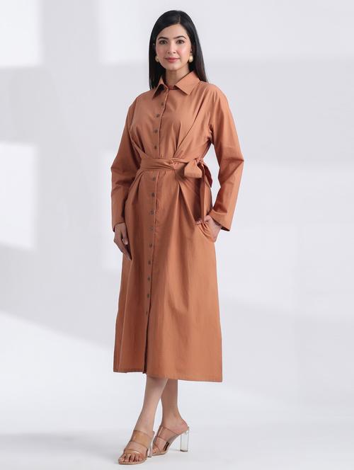 women solid long sleeve shirt dress - 21954637 - Standard Image - 0
