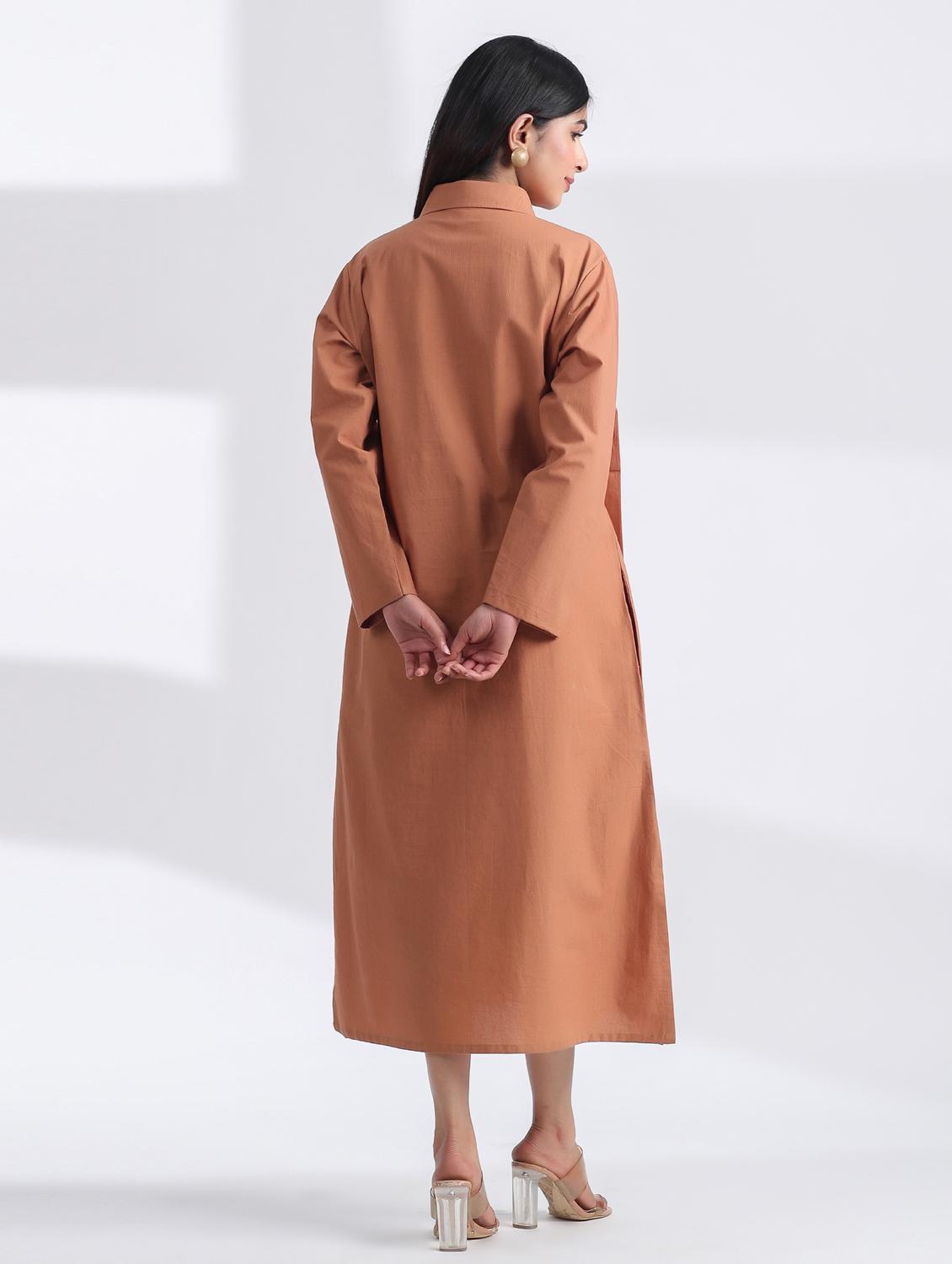 women solid long sleeve shirt dress - 21954637 - Standard Image - 2