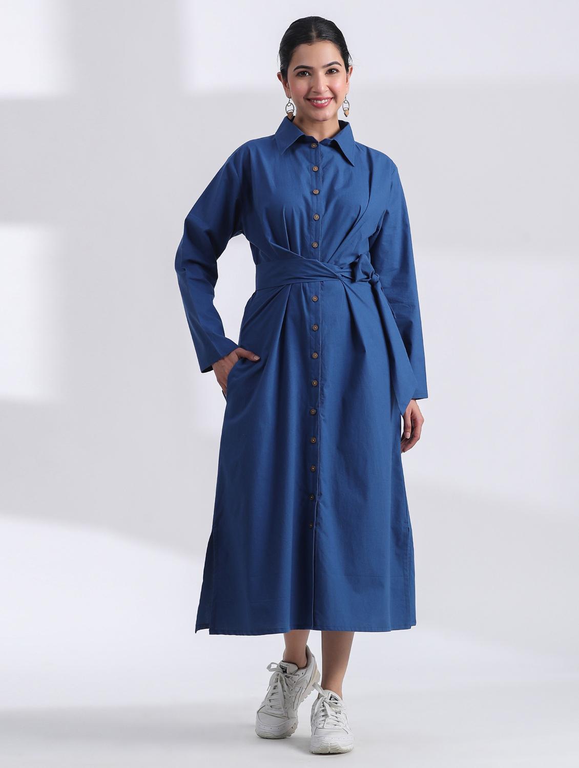 women solid long sleeve shirt dress  - 21954638 -  Zoom Image - 0
