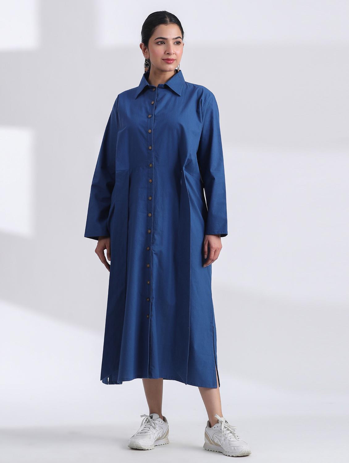 women solid long sleeve shirt dress - 21954638 - Standard Image - 2