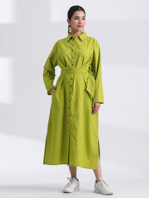 women solid long sleeve shirt dress - 21954640 - Standard Image - 0