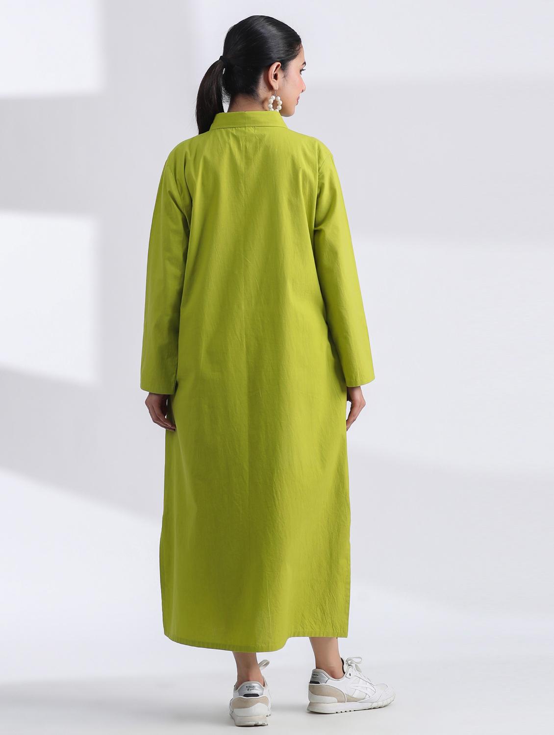 women solid long sleeve shirt dress - 21954640 - Standard Image - 2