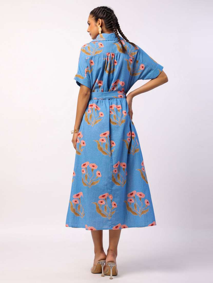 women printed short sleeve a-line ethnic dress - 21954648 - Standard Image - 2